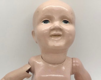 Vintage Sad Smiling Composition Baby Doll Shabby Distressed Creepy Cute