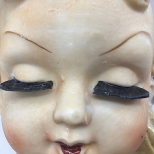 Vintage Ceramic Lady Head Vase Planter Figurine Japan Pottery