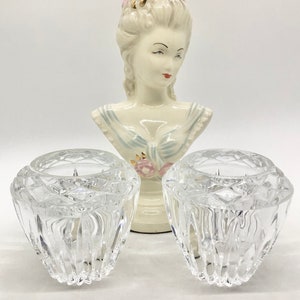 Vintage Princess House Crystal Votive Candle Holders: Cut Glass Pair