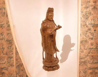 アンティーク アンティーク 中国風 観音像 - 38 cm/15