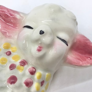 Vintage 1950s Ceramic Lamb Figurine: Retro Kitsch Decor