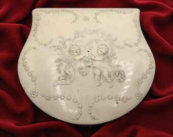 Victorian Celluloid Collar Box, Angel Cherub Jewelry Box: Shabby Chic French Parisian Decor