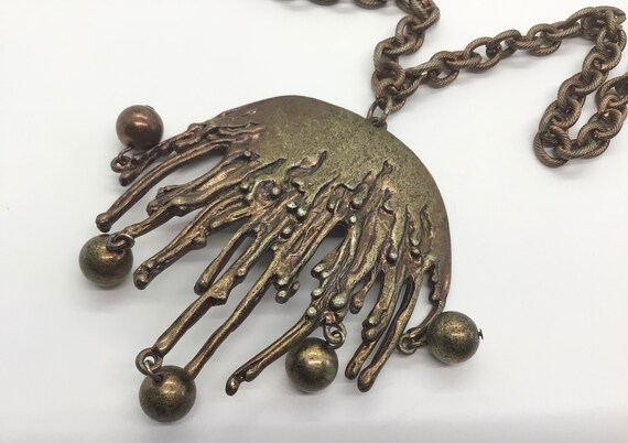 Vintage 70s Brutalist Jellyfish Chain Necklace Pen