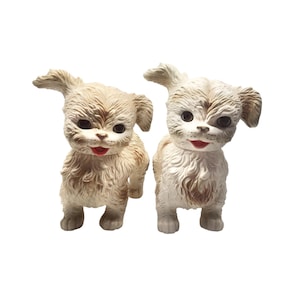 Lot 2 Vintage Edward Mobley Puppy Dog Squeaker Rubber Toy Cute Kitsch Retro Toy
