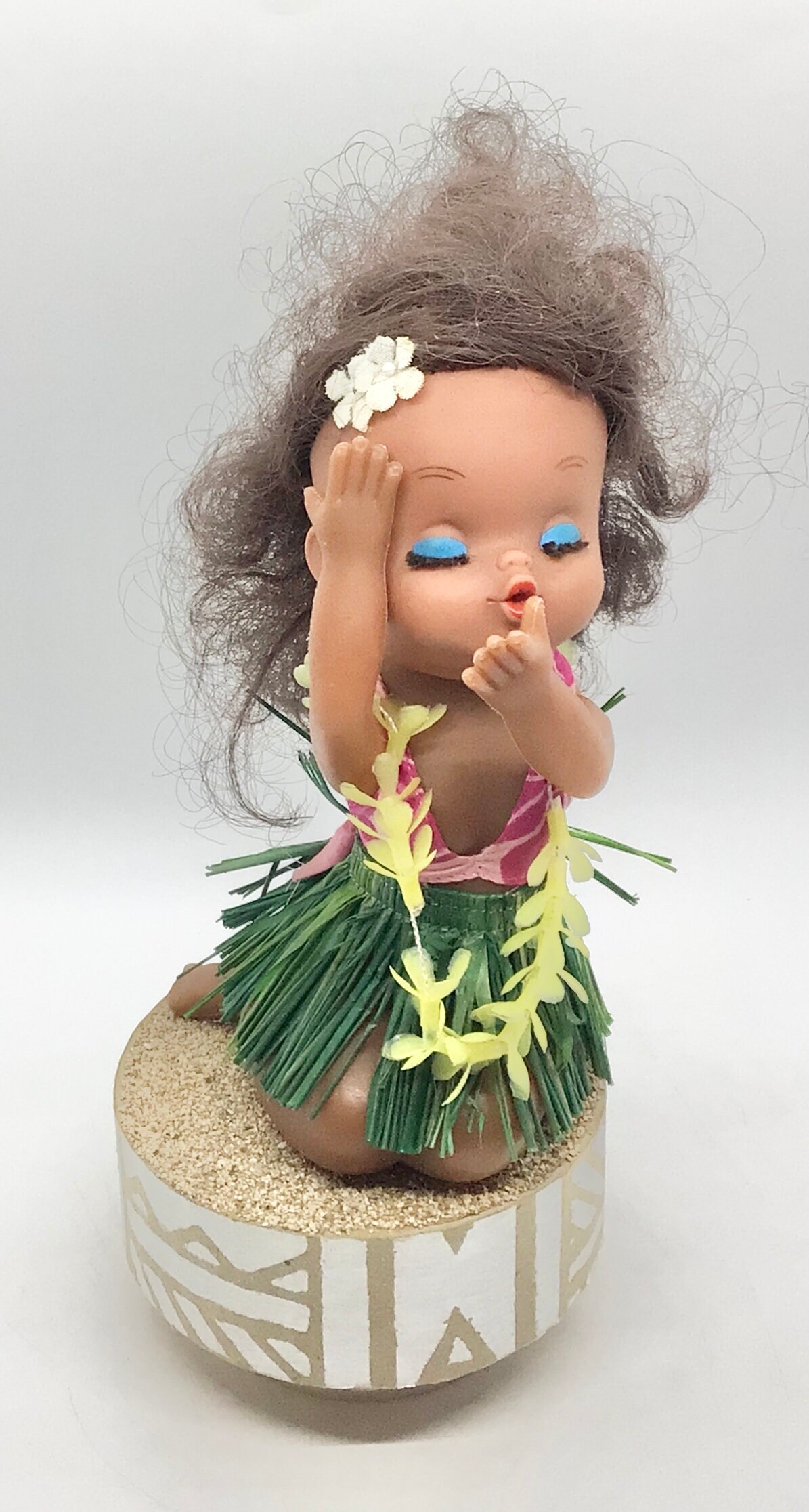 ヴィンテージハワイアンズガール　フラガールオルゴール 1960年代のヴィンテージハワイアンフラガール人形：レトロなオルゴール