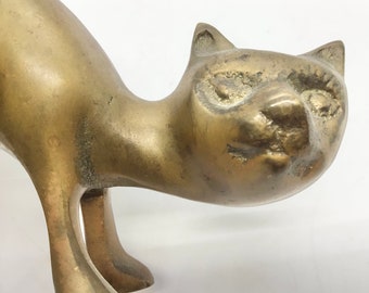 Vintage Brass Cat Ring Holder Kitty Figurine Tabletop Vanity Decor
