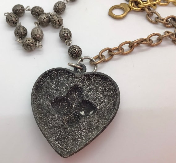 Edgy Vintage Victorian Large Black Heart Pendant … - image 4