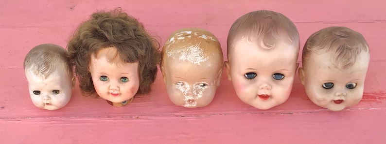 Vintage Timeworn Shabby Blonde Baby Composition Doll Head Creepy
