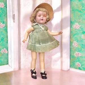 Creepy Vintage Composition Doll Shiny Repainted Face 20 inches Oddity