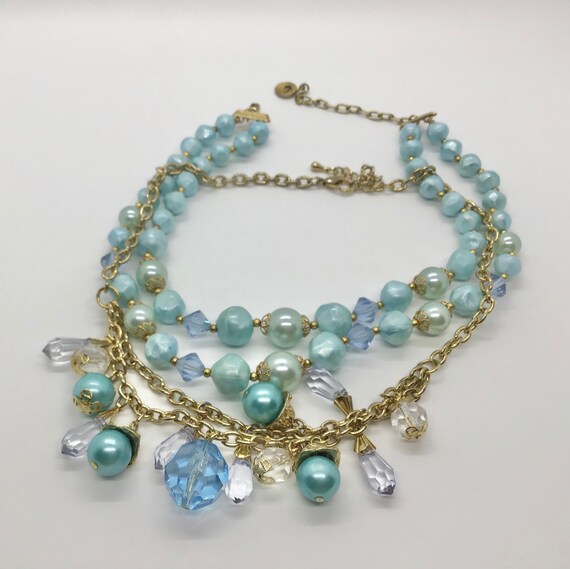 Vintage Baby Blue Lot of 2 Bead Necklaces Lisner … - image 5