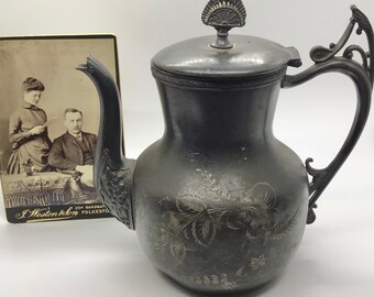 Well Worn Vintage Silver plate Vintage Victorian Teapot Floral Ornate Decor