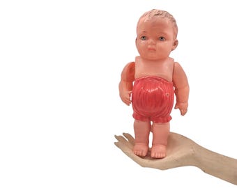 Large Vintage Plastic Boy Baby Doll Made in Japan Nursery Decor