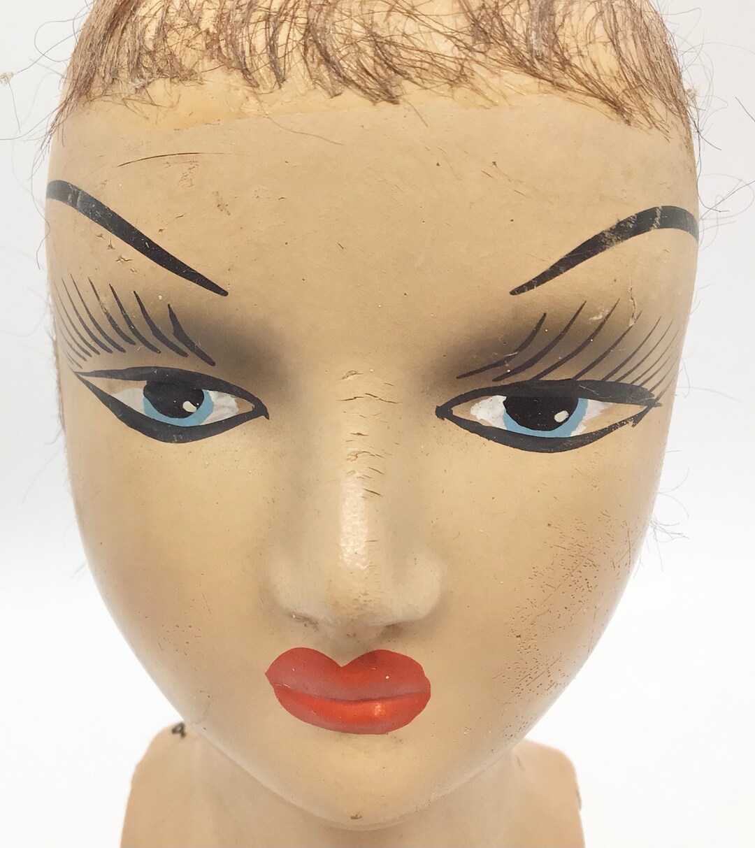 Antique Boudoir Composition Doll Head Art Deco Flapper Style Vanity