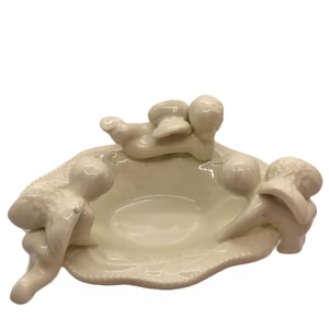 Vintage Small Angel Trinket Ring Dish Soap Dish Tray Shabby Romantic Cottagecore Decor