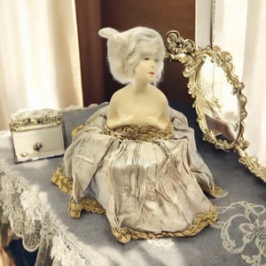 Antique Pin Cushion Victorian Half Doll Shabby Vanity Decor