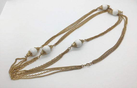 Vintage 60s Lot of 2 White Bead Faux Pearl Neckla… - image 4