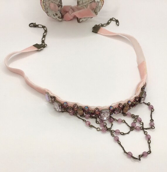 Vintage Pink Velvet Victorian Choker Necklace Ass… - image 5