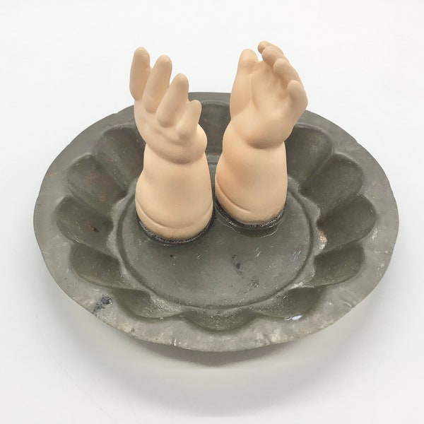 Come Hither Ceramic Doll Hands Assemblage Oddity Kooky Ceramic Home Decor