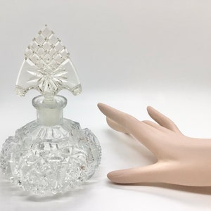 Vintage Art Deco Cut Crystal Glass Perfume Bottle with Imperfections Sold as Is
