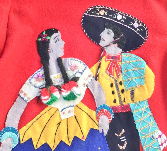 Unisex Vintage 1950s Mexican Tourist Souvenir Red… - image 1