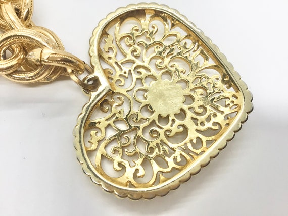 Vintage Gold tone Heart Necklace - image 5