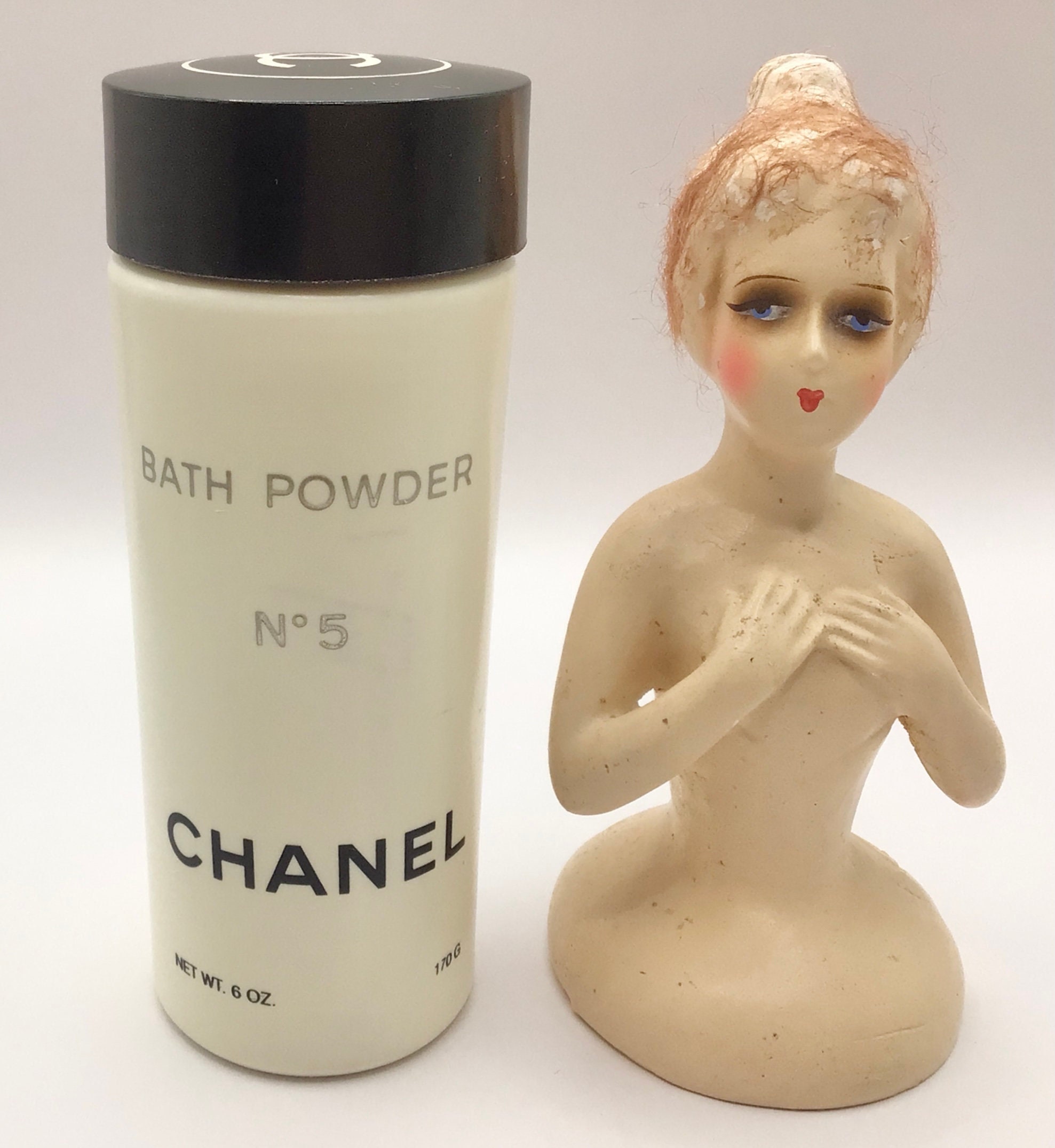 Vintage Chanel No 5 Plastic Bath Powder Vanity Decor 