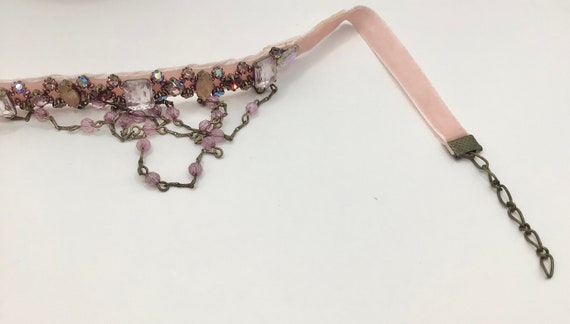 Vintage Pink Velvet Victorian Choker Necklace Ass… - image 10