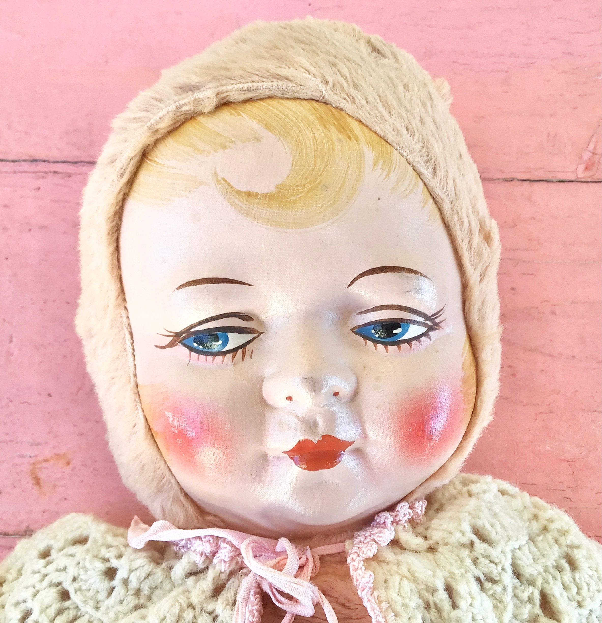 Jumbo Pink Vintage 1950s Cloth Face Cute Baby Doll | Etsy