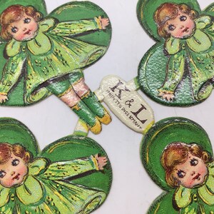 Vintage Big Eyed Green Flapper Girls Paper Doll Ephemera Scrapbooking ...