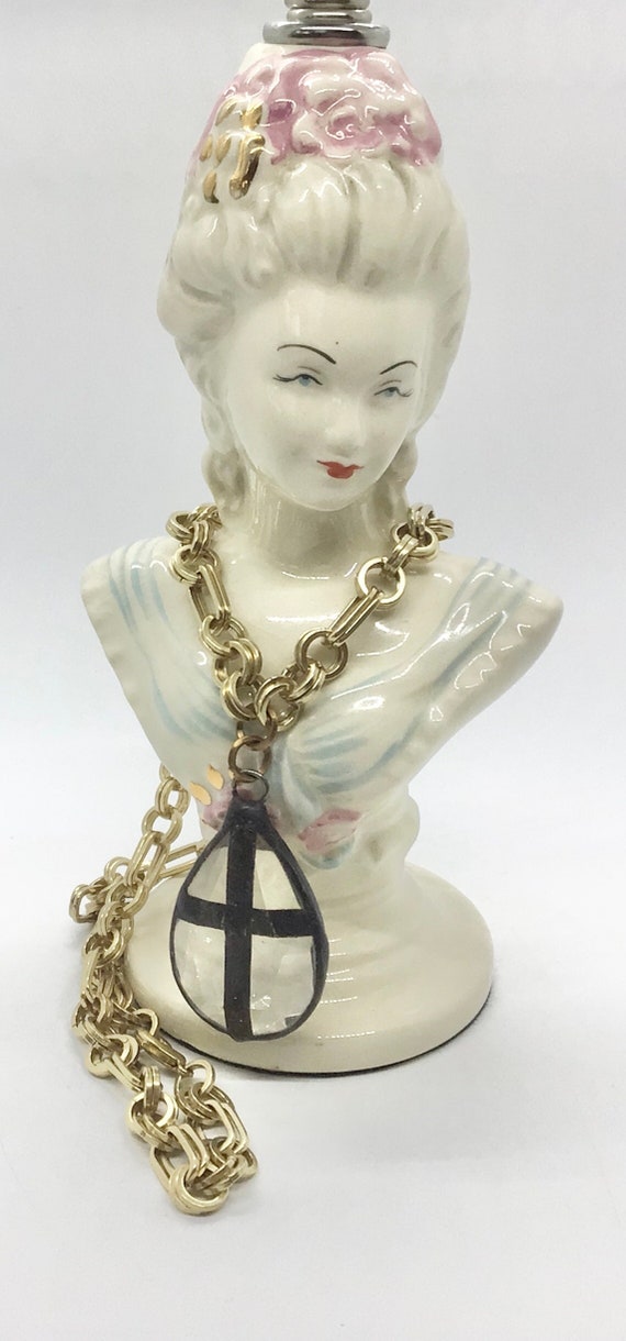 Vintage Chandelier Cross Pendant Chunky Brass Cha… - image 1