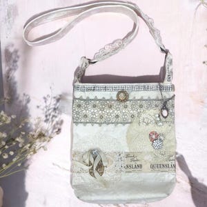 Vintage Handmade Lace Cotton Doily Crossbody Shoulder Bag Tote Shabby Romantic Victorian Boho