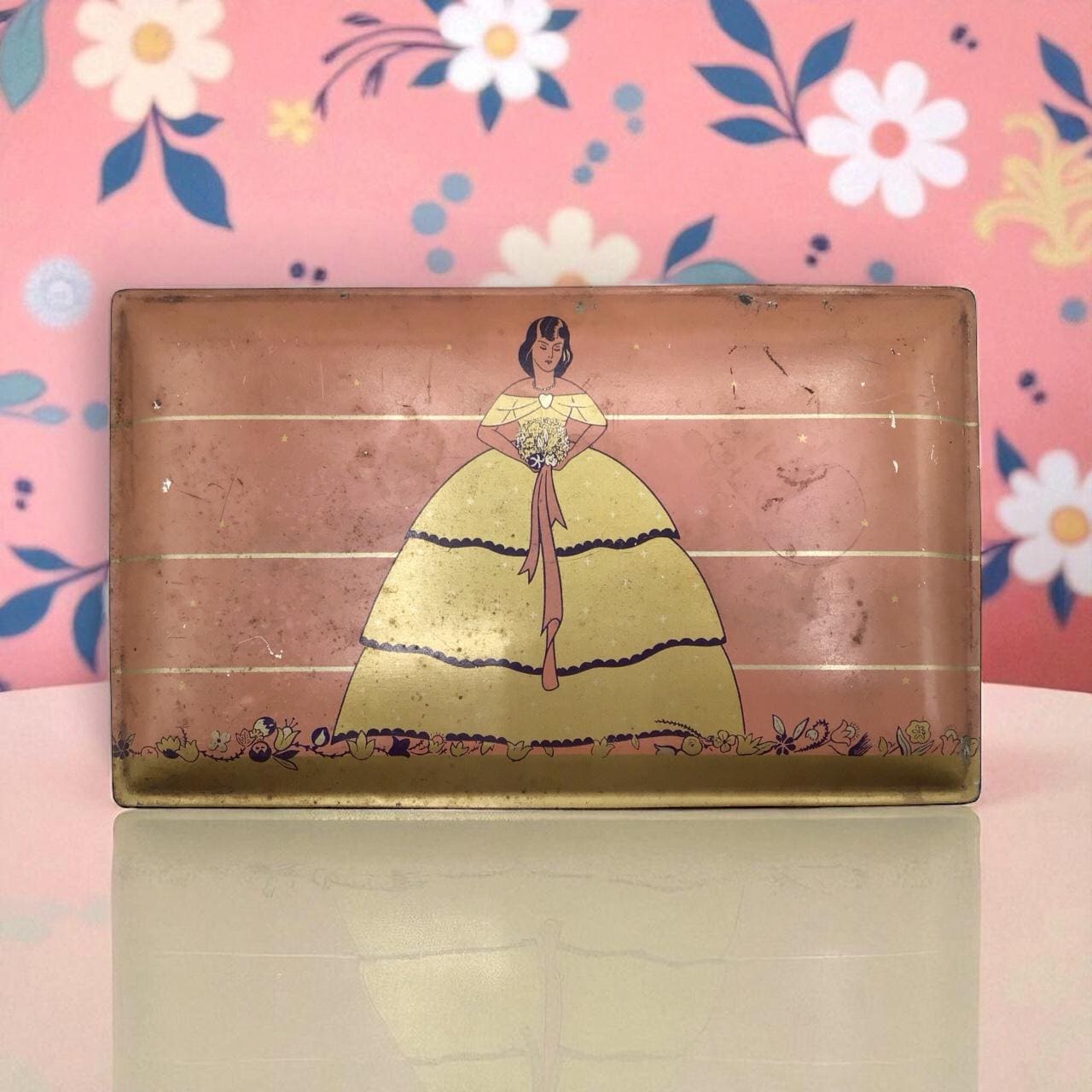 Vintage Gales Chocolates Tin: Victorian Lady Illustration