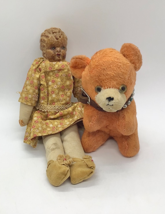 ドイツ ヴィンテージ テディベア ぬいぐるみ オレンジブラウン アンティーク ドイツ アンティーク ベア/German/Antique Teddybear/ぬいぐるみ