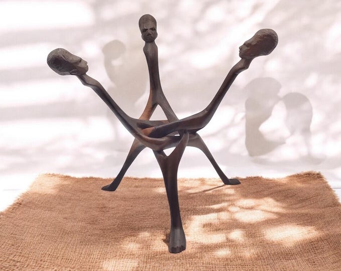 Vintage African Wood Sculpture Art Interlocking Tribal Unity Stand - Etsy