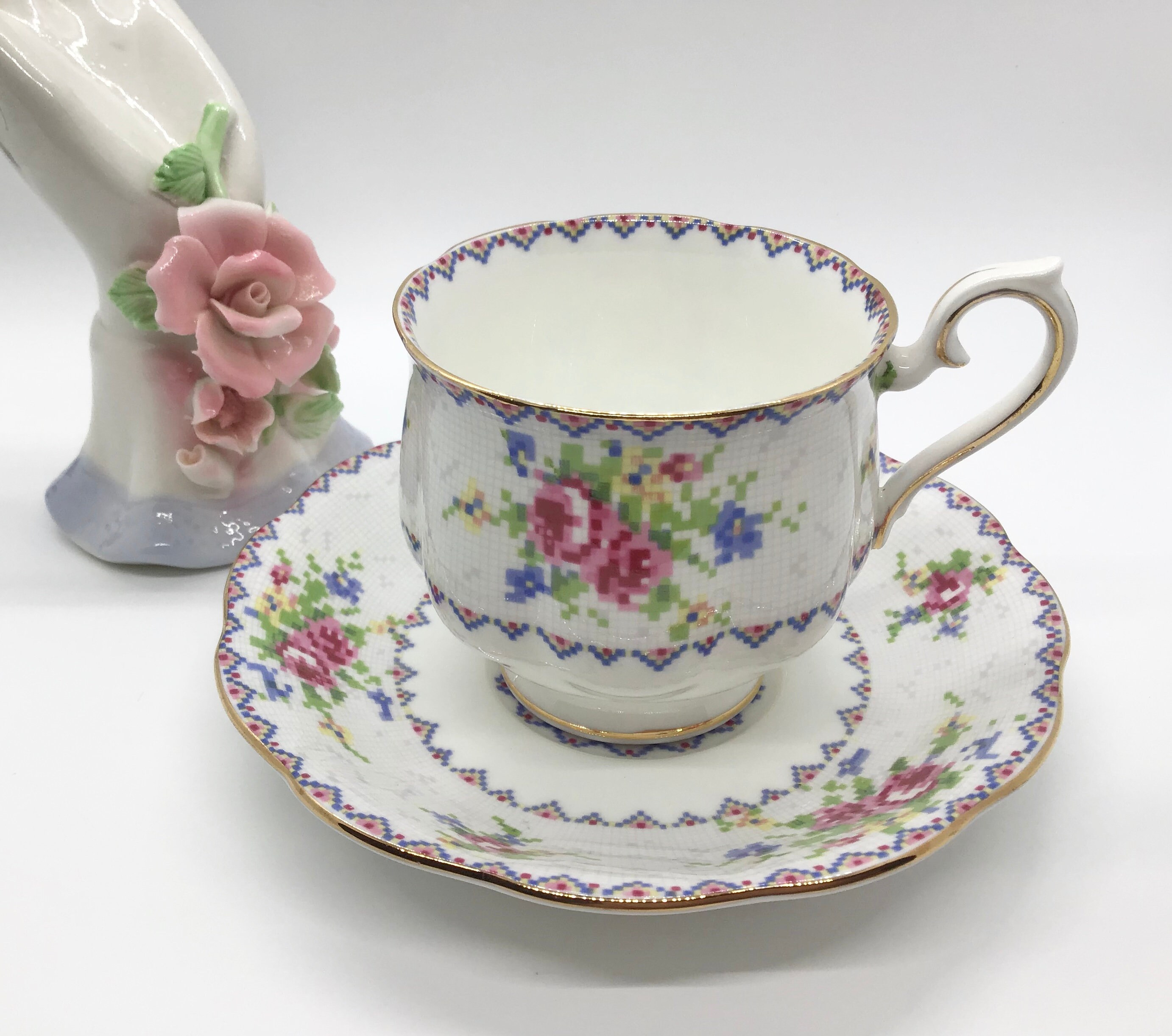 Vintage Royal Albert Petit Point Tea Cup and Saucer Bone China Etsy