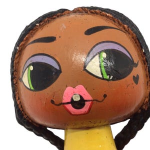 Vintage Hand Painted Mexican Folk Doll Cute Retro Kitsch Mid century Boho Decor