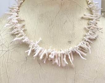 Vintage Genuine Natural White Coral Choker Necklace