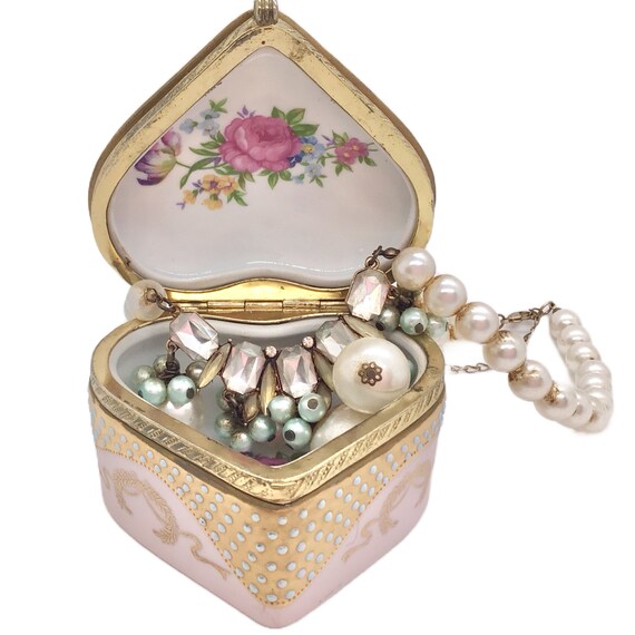 Shabby Vintage Heart Victorian Lady Trinket Box D… - image 9