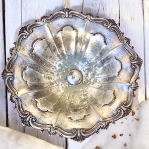 Vintage Ornate Silver Plated Footed Bowl - 10 Inch Display Tray
