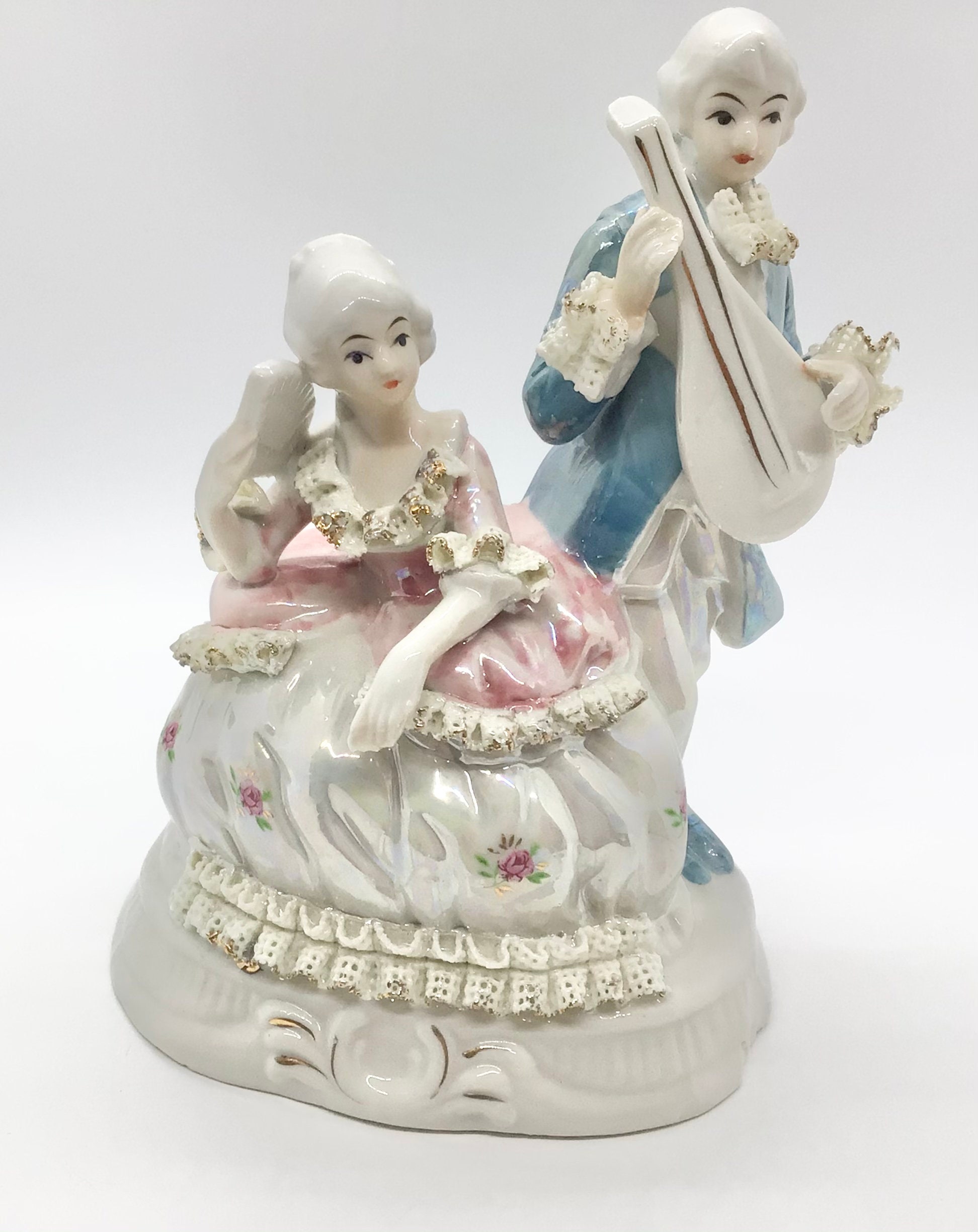 Vintage Courting Man and Woman Victorian Couple Pink and Blue | Etsy