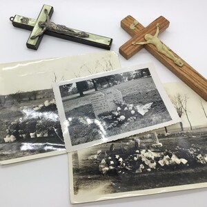 Lot of 3 Vintage 1960s Black and White Cemetery Funeral Photographs Pictures Glossy Distressed Macabre Oddities