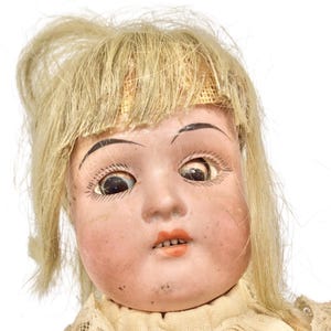Creepy Antique German Bisque Leather German Doll