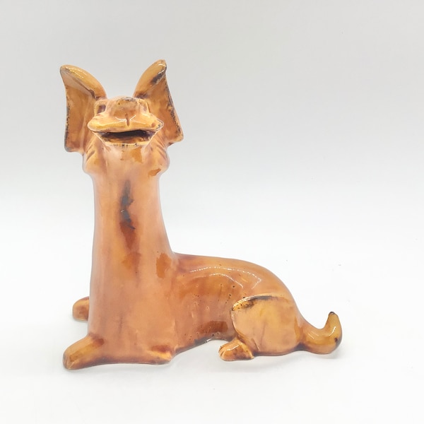 Vintage 1980s Ceramic Han Dynasty Dog Art Cute Display Figurine