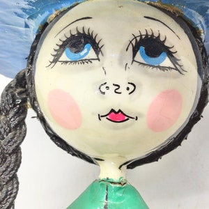 Vintage 1960s Mexican Paper Mache Doll 14 inches Folk Art Mexico