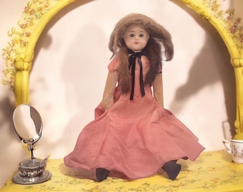 Hertwig China Head Blonde Doll Dorothy, Antique Late 1900 to 1907