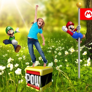 Super Mario background, Nature backdrop, Cartoon backdrop, Heroes background, photoshop overlay, Interaction, instant download
