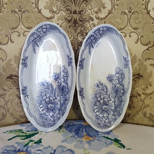 Set of Two Small Serving Platters, Oval Porcelain Dishes, Vintage Oval Serving Plates, Kamianobryd Earthenware Factory, Ukraine SSR, 1980s