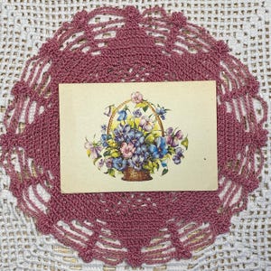 Tarjeta de felicitación soviética vintage: pensamientos y violetas en relieve, sin usar, 1991