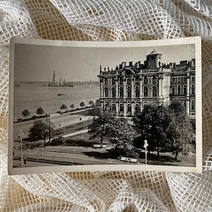 Vintage Photo Postcard Leningrad Winter Palace and the Neva River View, State Photo Studio Lenfotohudozhnik, Photographer R. Mazeleva, 1959