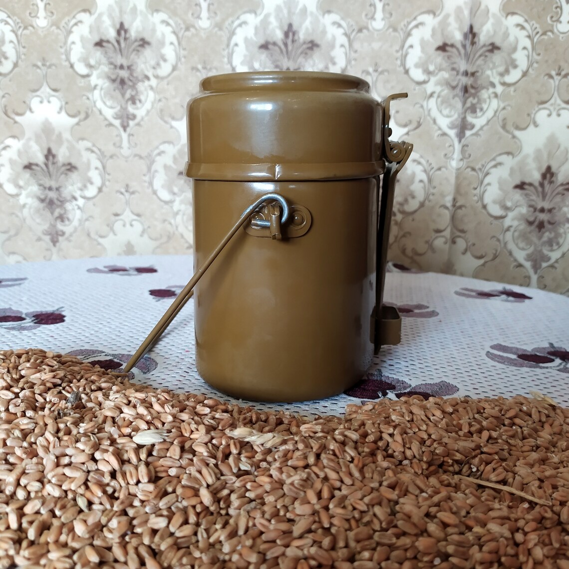 Original Polish Army mess kit Aluminum military bowler pot vintage camping Olive main image 0